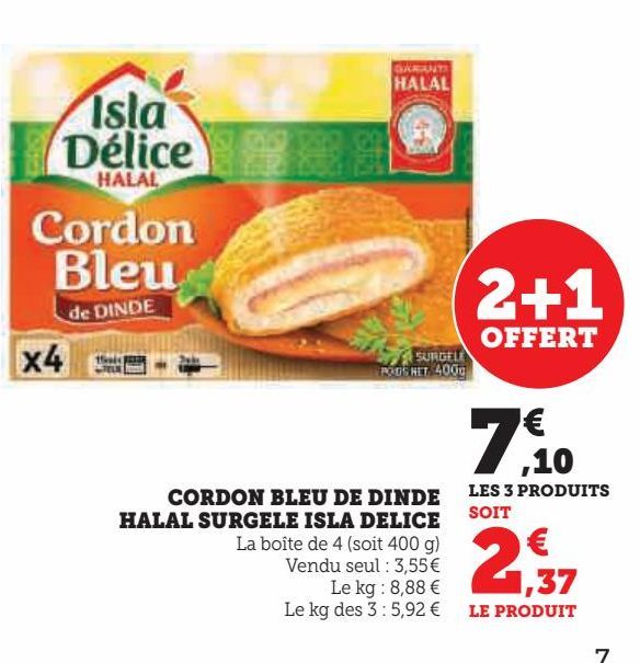 CORDON BLEU DE DINDE HALAL SURGELE ISLA DELICE