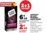 Capsules de café espresso Carte noire offre à 3,14€ sur Super U