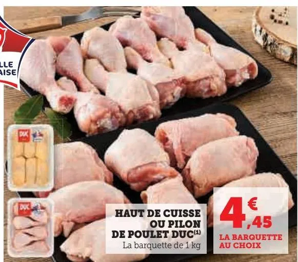 haut de cuisse ou pilon de poulet duc