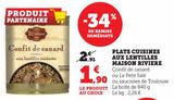 PLATS CUISINES AUX LENTILLES MAISON RIVIERE offre à 1,9€ sur U Express