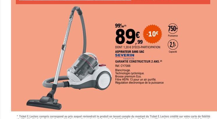 aspirateur sans sac severin