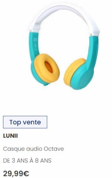 Top vente  LUNII  Casque audio Octave  DE 3 ANS À 8 ANS  29,99€  