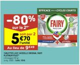 Tablettes lave-vaisselle original Fairy platinum plus offre à 9,49€ sur Leader Price