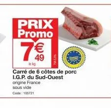 côtes de porc promo