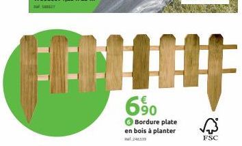 ||||  090 6 Bordure plate en bois à planter 244119  FSC 