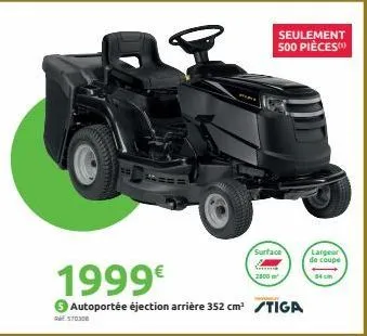 rest0308  surface  1999€  autoportée éjection arrière 352 cm³ tiga  seulement 500 pièces  2500²  largeur de coupe  54 cm 