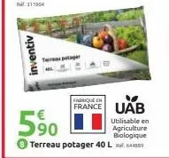 inventiv  terreau potager  590  france uab  utilisable en agriculture biologique  terreau potager 40 l 