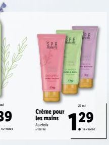 SPA  Kolu  deaghtu  Crème pour les mains Au choix  SPA  PA  Eg  12⁹  11€ 