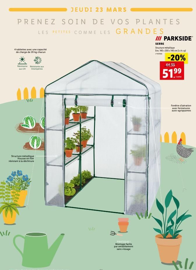 JEUDI 23 MARS  PRENEZ SOIN DE VOS PLANTES  LES PETITES COMME LES GRANDES  //  4 tablettes avec une capacité de charge de 20 kg chacun  Résistante Résistante aux aux UV intempéries  Wr  Structure métal