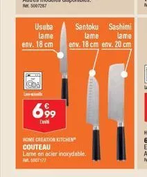 le  usuba  lame  env. 18 cm  699  home creation kitchen couteau  lame en acier inoxydable. 5007177  santoku  sashimi  lame  lame  env. 18 cm env. 20 cm 