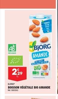 AB  229  BJORG  BOISSON VÉGÉTALE BIO AMANDE  Ref. 5003263  POWATE  BjORG AMANDE  BIO 