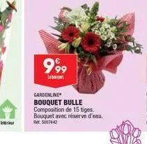 999  leb  gardenline  bouquet bulle composition de 15 tiges. bouquet avec réserve d'eau. pmr. 5007442 