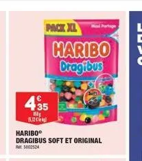 pack xl  435  150 15.12  hariboⓡ  dragibus soft et original  ret: 5002524  haribo dragibus  maxi portage 