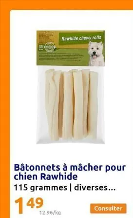 n  12.96/kg  rawhide chewy rolls  consulter  
