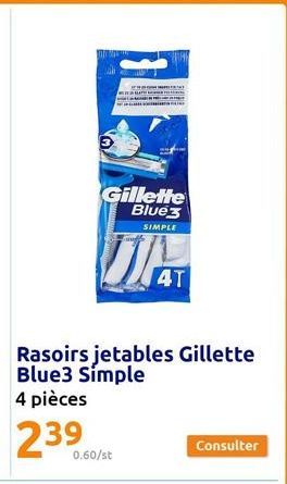 Ma  Gillette Blue3  SIMPLE  JA  4T  0.60/st  Consulter 