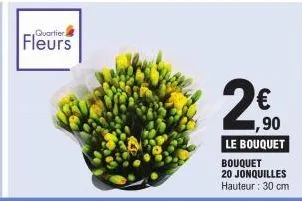 quartier  2  (1)  €  1,90  le bouquet  bouquet 20 jonquilles hauteur : 30 cm 