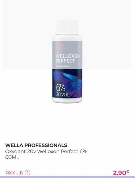 PRIX LIBⓇ  WELLOXON PERFECT  6%  20 VOL  WELLA PROFESSIONALS Oxydant 20v Welloxon Perfect 6% 60ML  2,90€ 