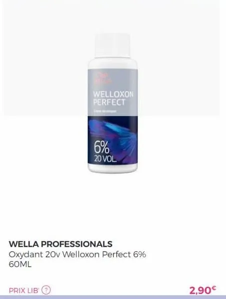 prix libⓡ  welloxon perfect  6%  20 vol  wella professionals oxydant 20v welloxon perfect 6% 60ml  2,90€ 