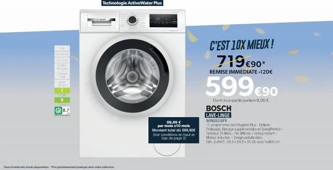 hosen  vah  wwwx  7926  dal  20  c  19  th  8,7  technologie activewater plus  dans la liste des stocks disponibles- "pris prioidemment pratiqué dans notre collection  59,99 €  par mois x10 mois monta