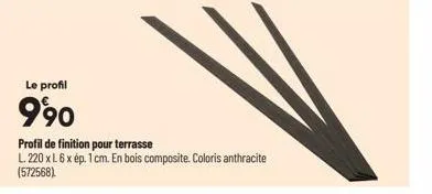 le profil  990  profil de finition pour terrasse  l. 220 x 16 x ép. 1 cm. en bois composite. coloris anthracite  (572568) 