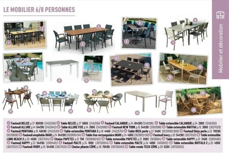 le mobilier 6/8 personnes  11  20  fauteuil calanque p.34 64€90 (1246298)  mobilier et décoration  