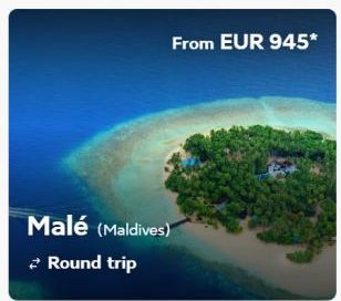 From EUR 945*  Malé (Maldives) Round trip 