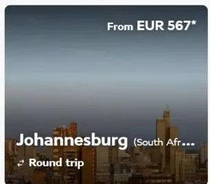 from eur 567*  johannesburg (south afr... round trip 