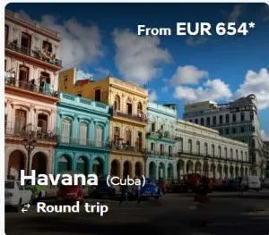 from eur 654*  janam  havana (cuba)  round trip 
