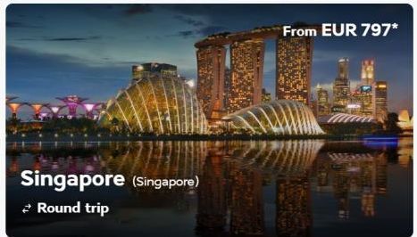 Singapore (Singapore) Round trip  From EUR 797*  3213 