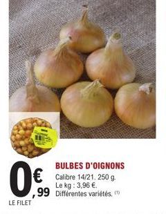 0€  LE FILET  BULBES D'OIGNONS  € Calibre 14/21. 250 g.  Le kg: 3,96 €.  (  99 Différentes variétés, 