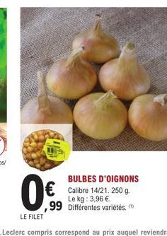 0€  LE FILET  BULBES D'OIGNONS  € Calibre 14/21. 250 g.  Le kg: 3,96 €.  (  99 Différentes variétés, 