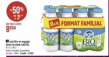 lait bio Lactel