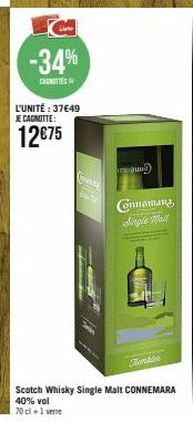 TC -34%  CANOTTE  L'UNITÉ : 37€49 JE CAGNOTTE:  12€75  740  SWA  արարած  Connemara Single Malt  Tumblr 