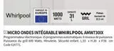 Micro-ondes Whirlpool offre sur Conforama