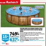 PISCINE HORS SOL RONDE POWER STEEL™  SWIM VISTA MOTIF EFFET ROTIN TRESSÉ  BRUN offre à 749,95€ sur Auchan