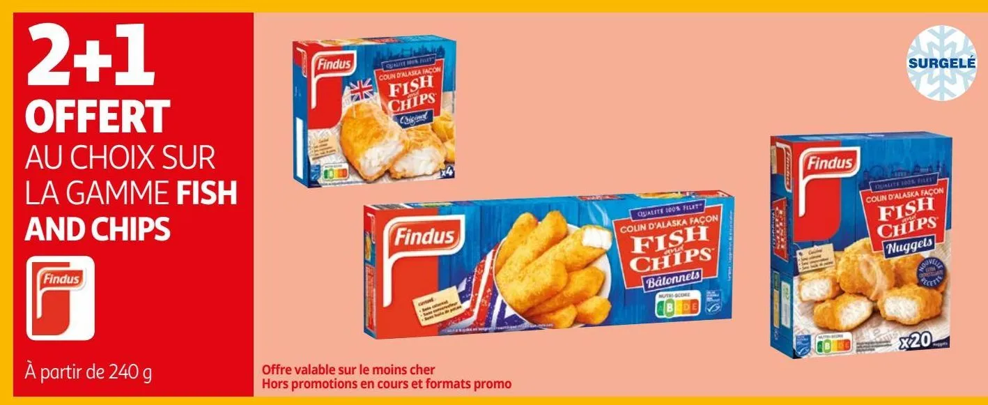 la gamme fish  and chips findus