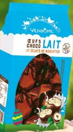 OEUFS FOURRÉS CHOCOLAT AU LAIT AUX ÉCLATS DE NOISETTES VENDÔME