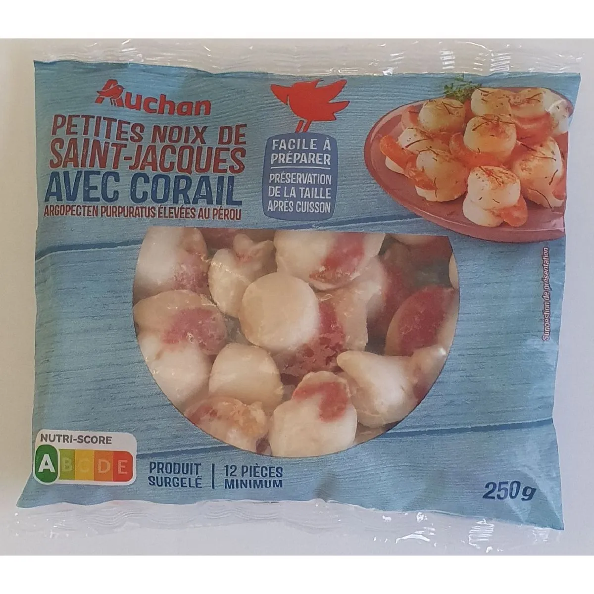 petites noix de  saint jacques  avec corail  surgelées  auchan