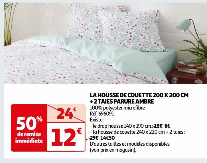 LA HOUSSE DE COUETTE 200 X 200 CM  + 2 TAIES PARURE AMBRE