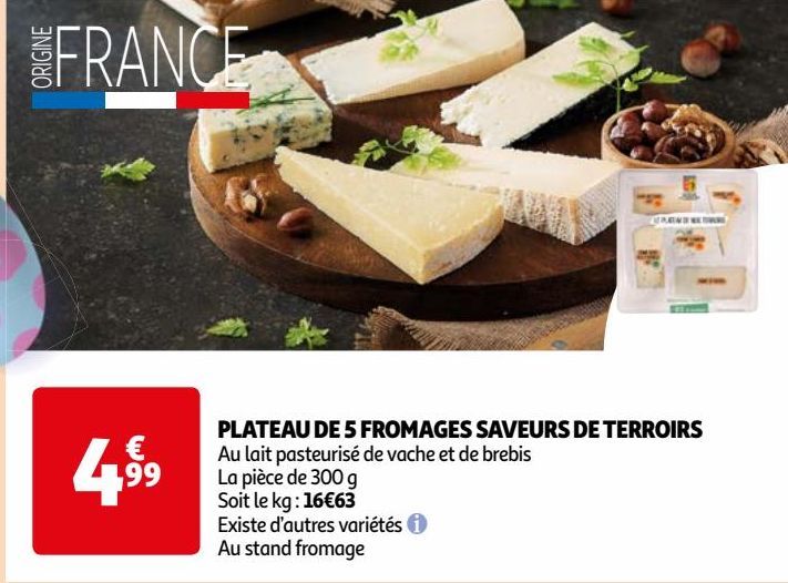 PLATEAU DE 5 FROMAGES SAVEURS DE TERROIRS