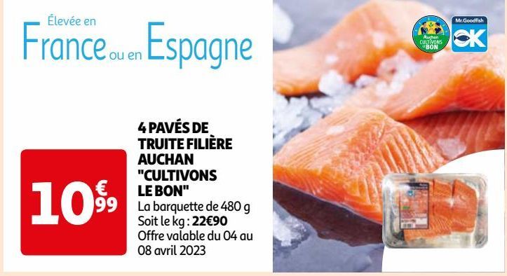 4 PAVÉS DE  TRUITE FILIÈRE  AUCHAN  "CULTIVONS  LE BON"