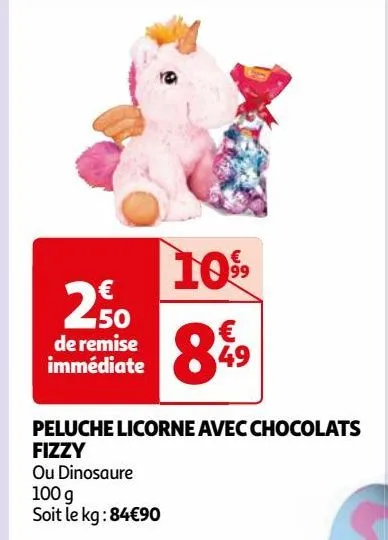  peluche licorne avec chocolats  fizzy