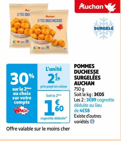 POMMES  DUCHESSE  SURGELÉES  AUCHAN