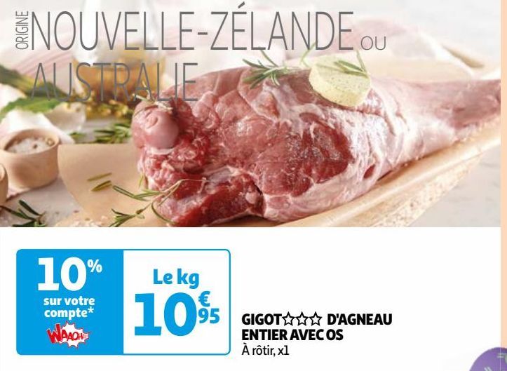 GIGOT §§§ D'AGNEAU  ENTIER AVEC OS