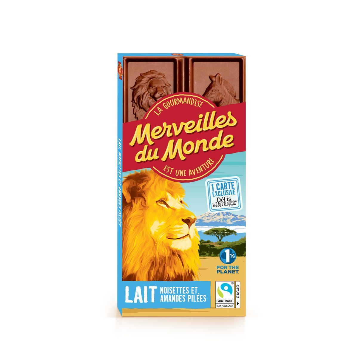 TABLETTES DE CHOCOLAT  LAIT AMANDES  NOISETTES MERVEILLES  DU MONDE