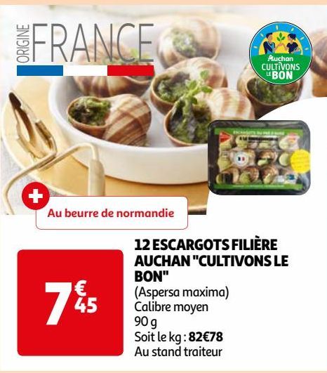 12 ESCARGOTS FILIÈRE  AUCHAN "CULTIVONS LE  BON"