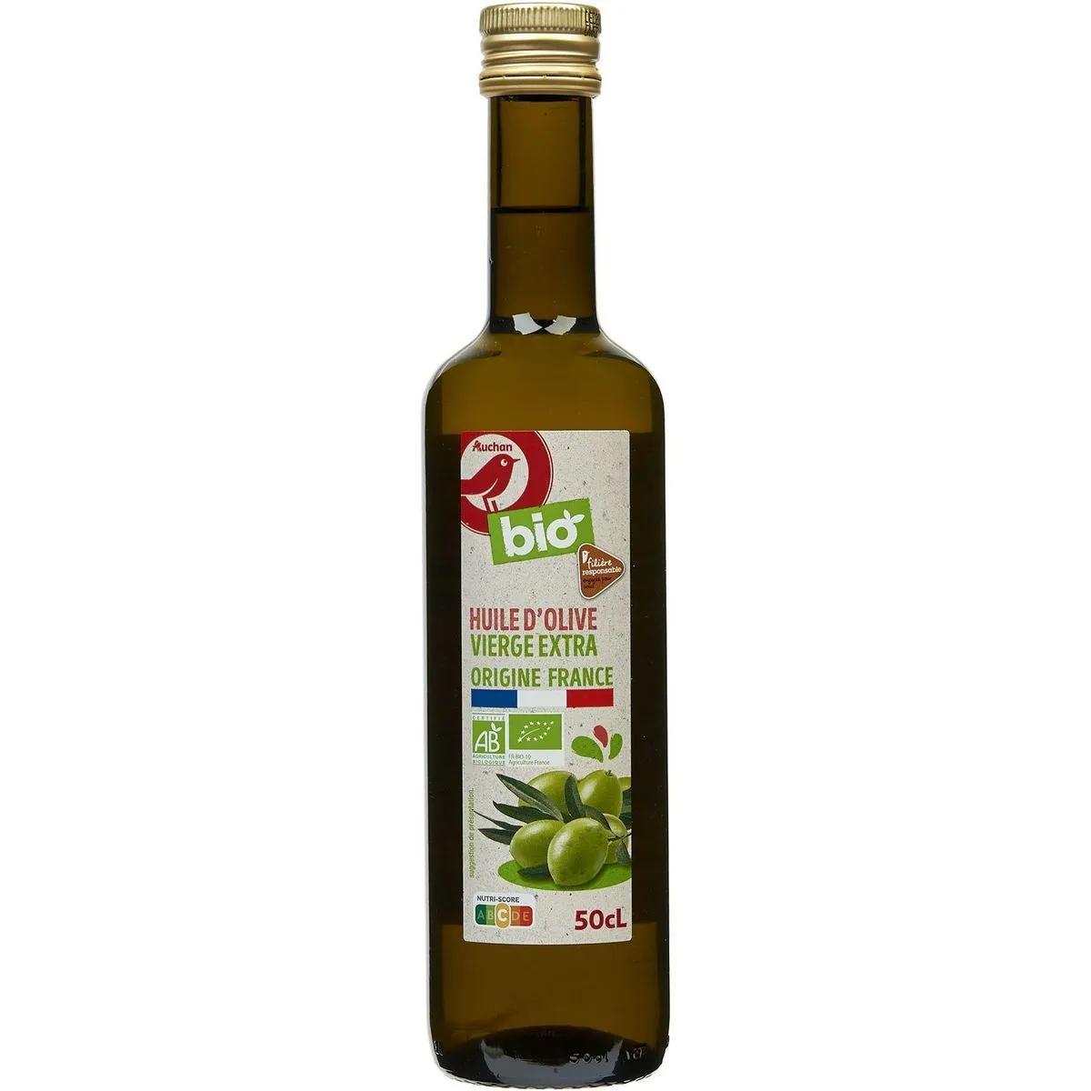 huile olive  vierge extra bio  filière auchan  "cultivons le bon"
