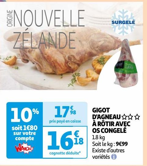 GIGOT  D'AGNEAU § § § À RÔTIR AVEC  OS CONGELÉ