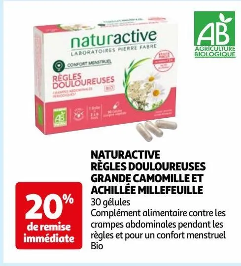 naturactive règles douloureuses grande camomille et achillée millefeuille