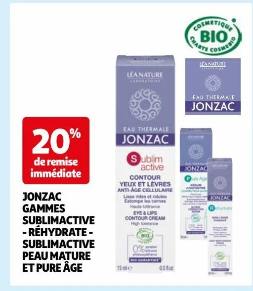 jonzac gammes sublimactive - réhydrate - sublimactive peau mature et pure âge